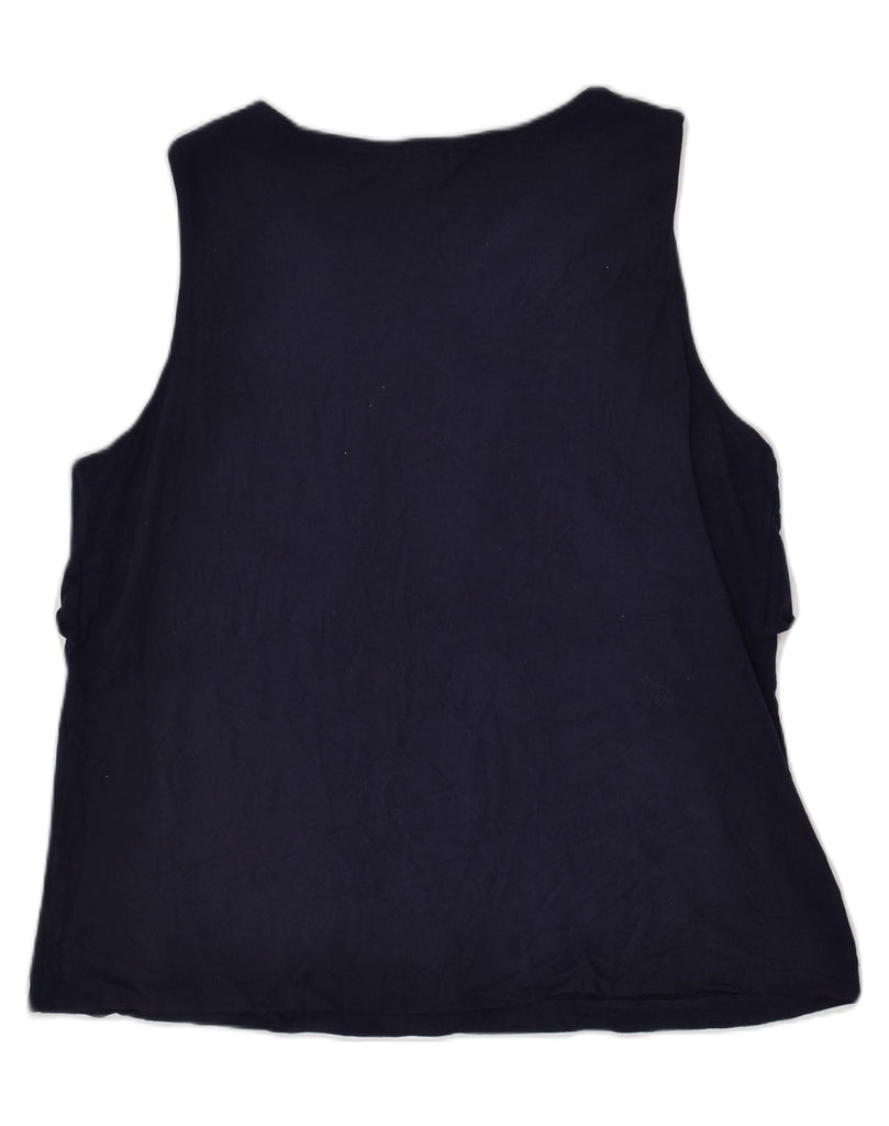 J. CREW Womens Sleeveless Blouse Top UK 20 2XL Navy Blue Cotton | Vintage J. Crew | Thrift | Second-Hand J. Crew | Used Clothing | Messina Hembry 