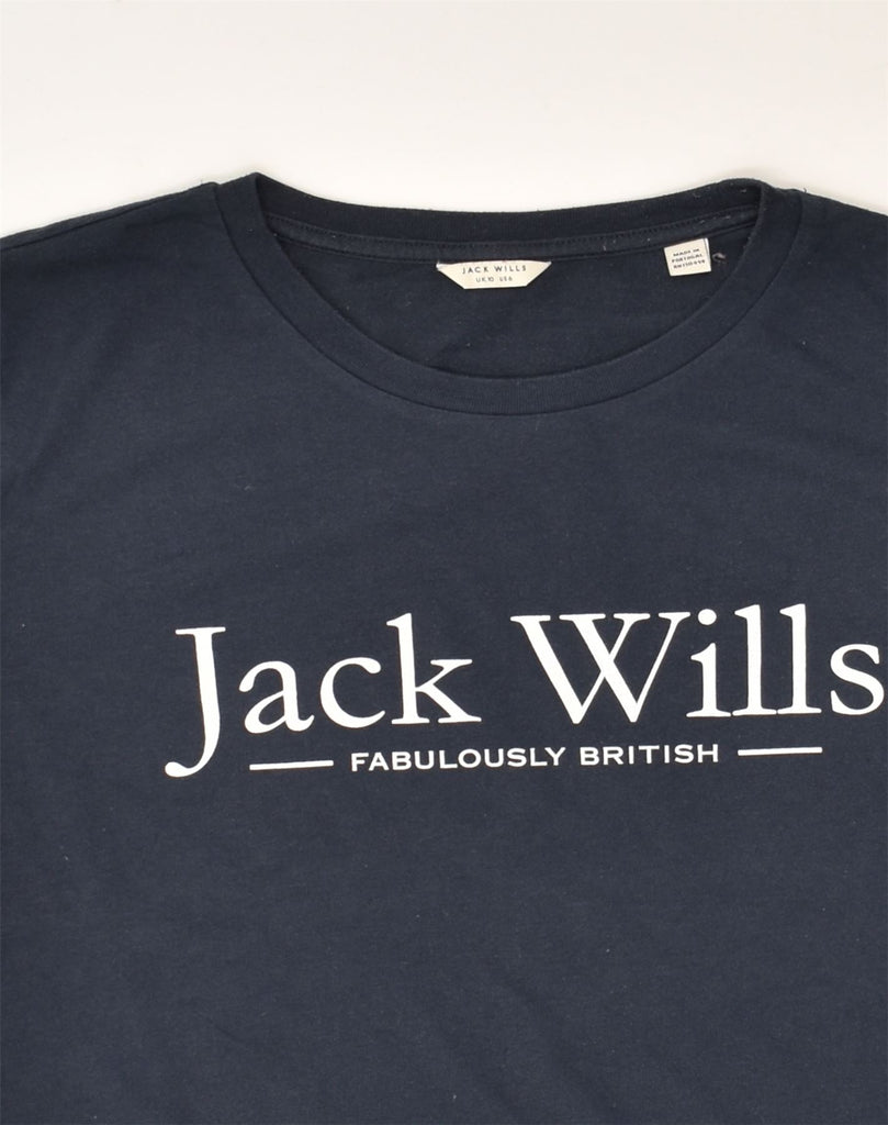 JACK WILLS Womens Oversized Graphic T-Shirt Top UK 10 Small  Navy Blue | Vintage Jack Wills | Thrift | Second-Hand Jack Wills | Used Clothing | Messina Hembry 