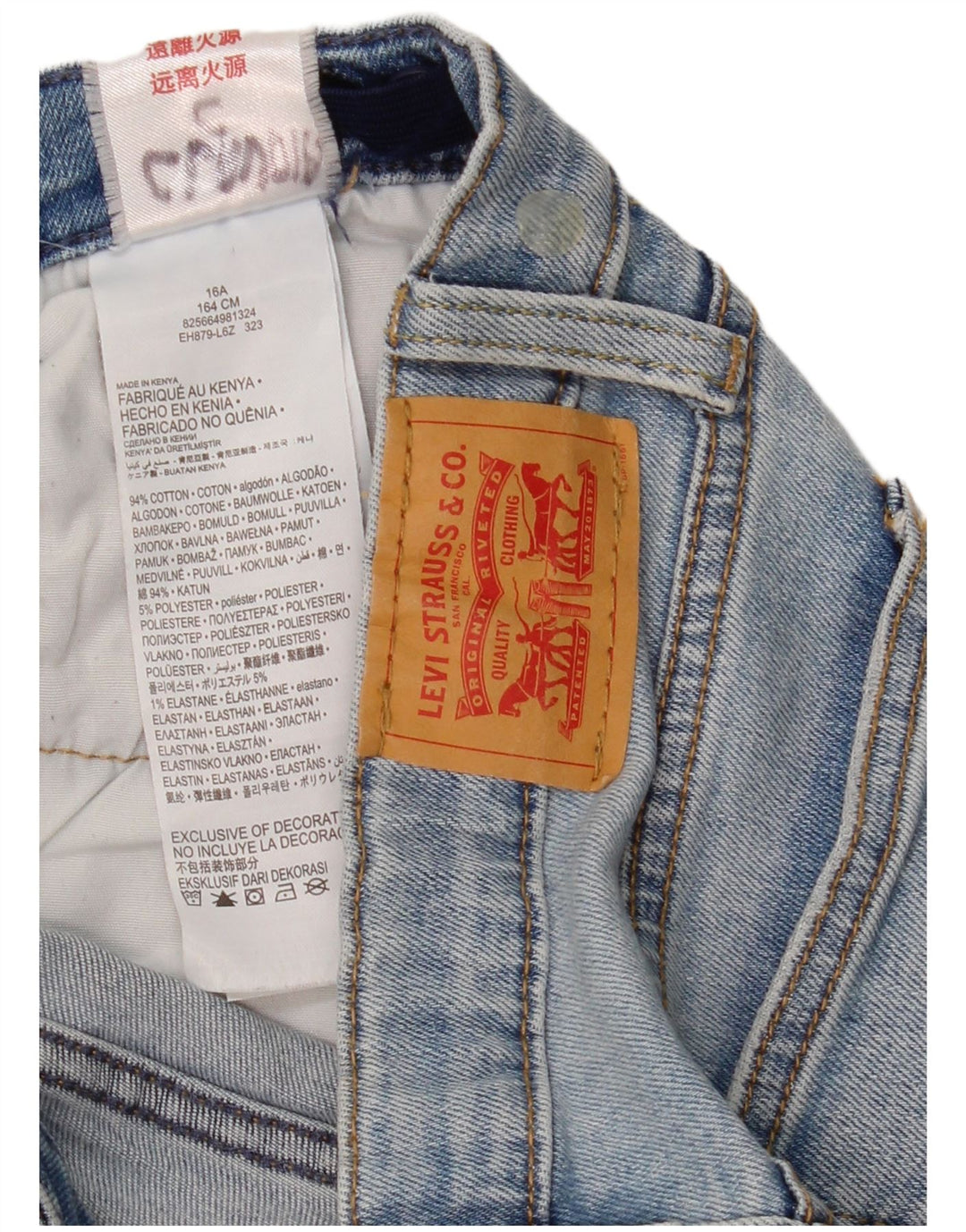 LEVI'S Boys Straight Jeans 15-16 Years W28 L30 Blue Cotton