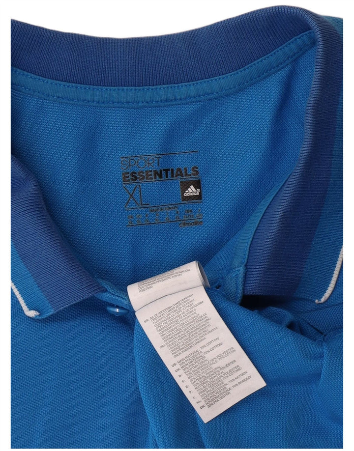 ADIDAS Mens Polo Shirt XL Blue Cotton
