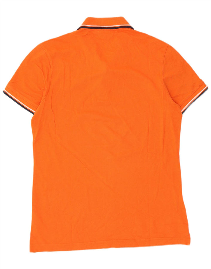 Diadora Mens Polo Shirt Large Orange Striped Cotton