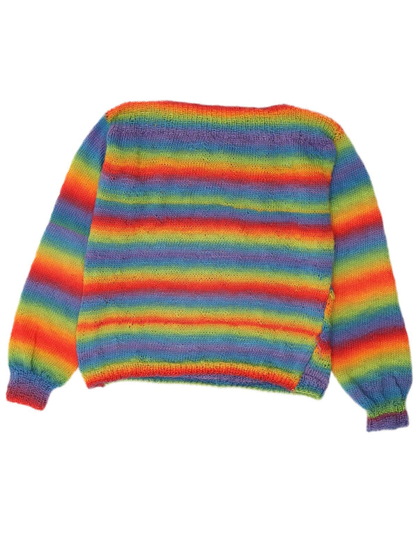 Vintage Womens Boat Neck Jumper Sweater UK 14 Medium Multicoloured Striped