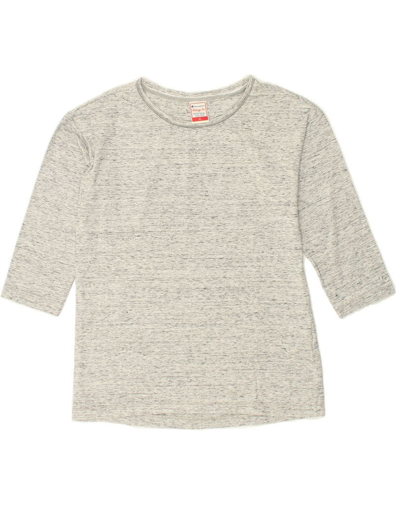 CHAMPION Womens Heritage Fit Top 3/4 Sleeve UK 18 XL Grey Flecked Cotton Vintage Champion and Second-Hand Champion from Messina Hembry 