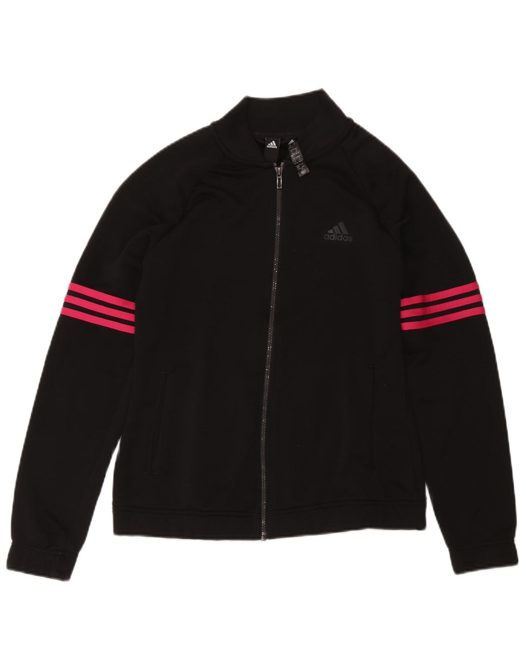 Adidas Womens Tracksuit Top Jacket UK 12/14 Medium Black Polyester
