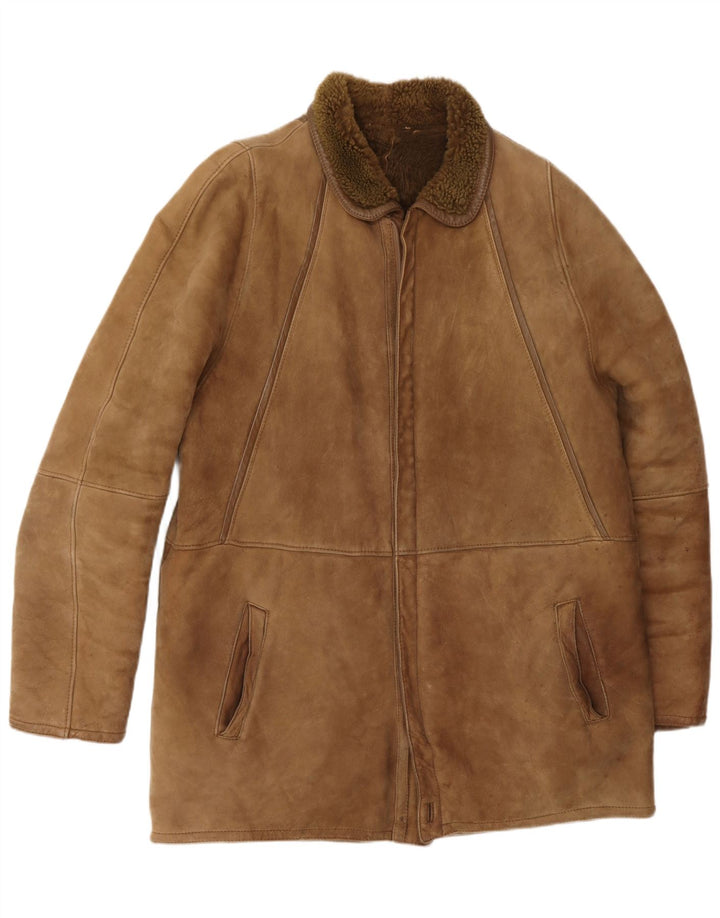 Vintage Mens Shearling Overcoat UK 40 Large Brown