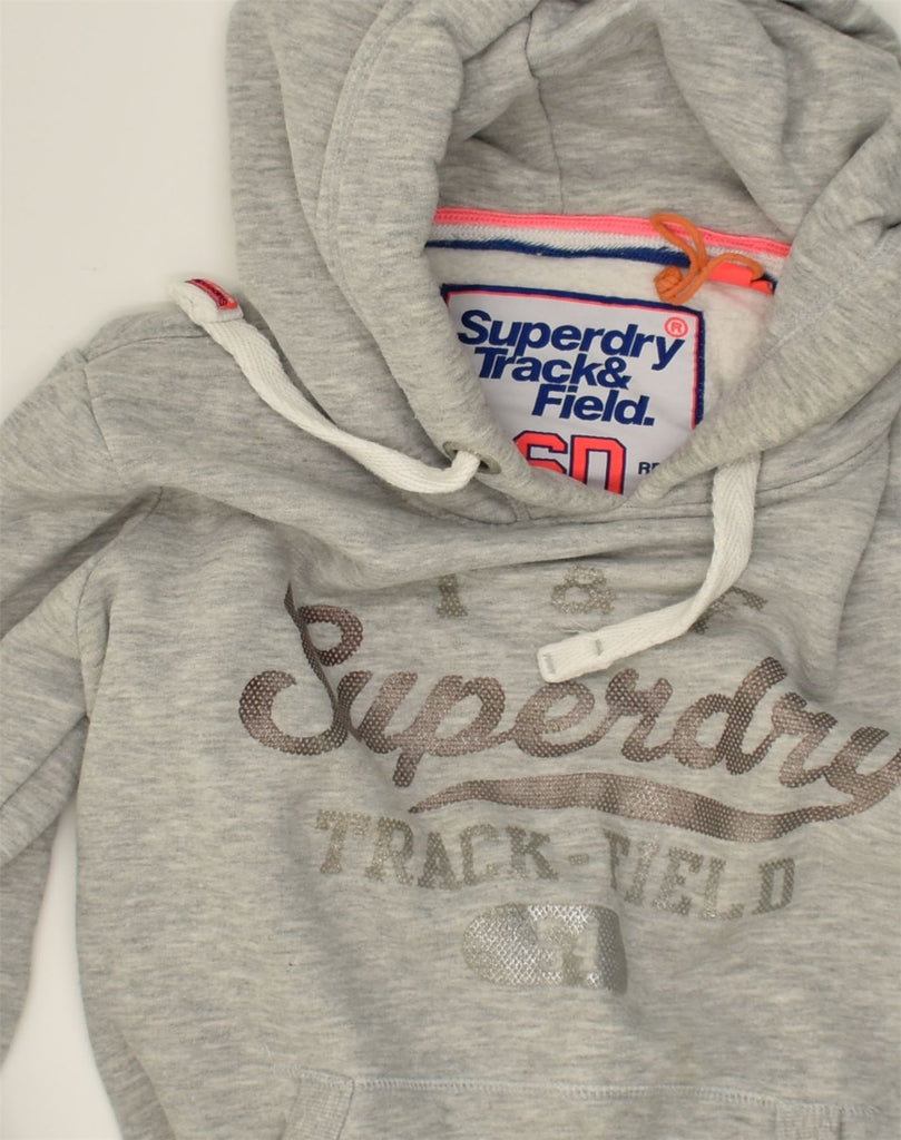 SUPERDRY Womens Graphic Hoodie Jumper UK 12 Medium Grey | Vintage Superdry | Thrift | Second-Hand Superdry | Used Clothing | Messina Hembry 