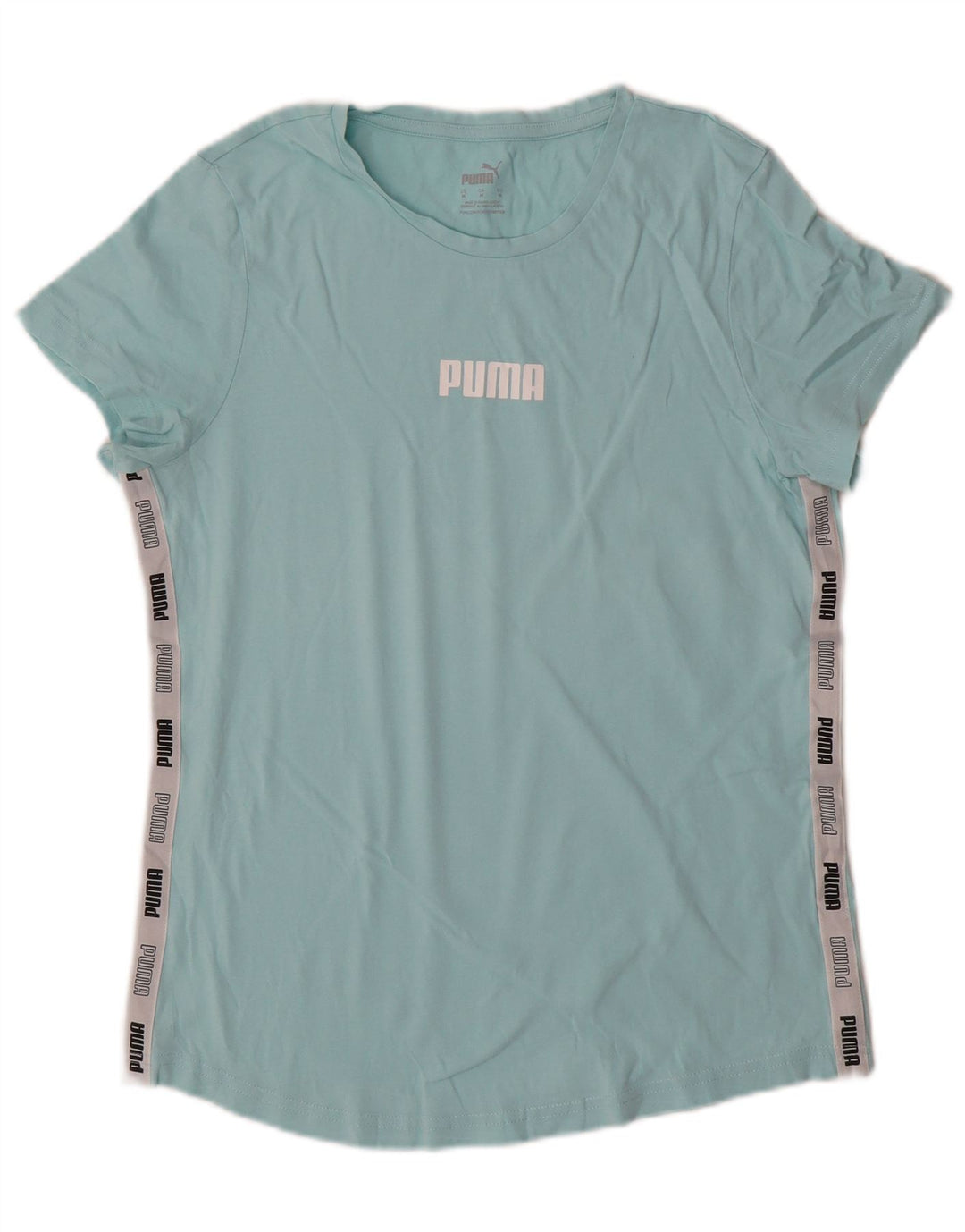 PUMA Womens Graphic T-Shirt Top UK 12 Medium Blue Colourblock