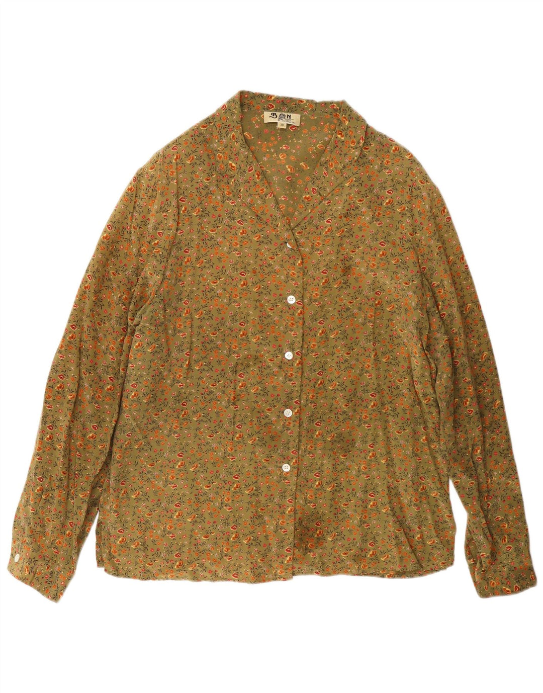 Balloon Womens Shirt Blouse EU 38 Medium Khaki Floral Silk