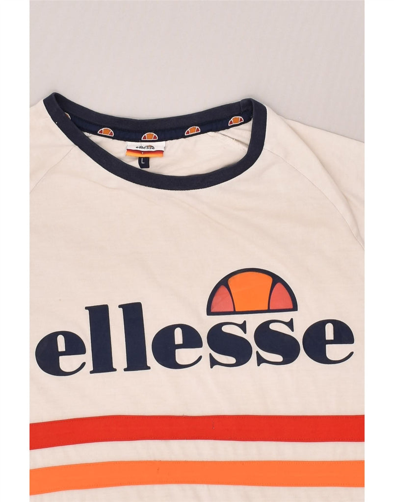 ELLESSE Womens Graphic T-Shirt Top UK 14 Large White | Vintage Ellesse | Thrift | Second-Hand Ellesse | Used Clothing | Messina Hembry 