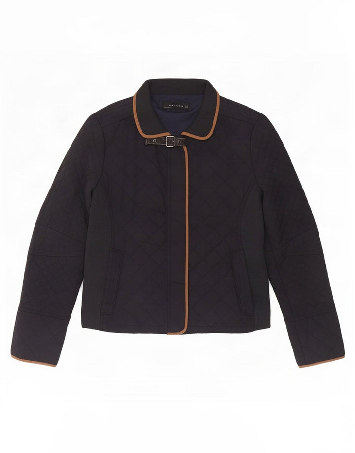 Zara Womens Quilted Jacket UK 18 XL Navy Blue Polyester