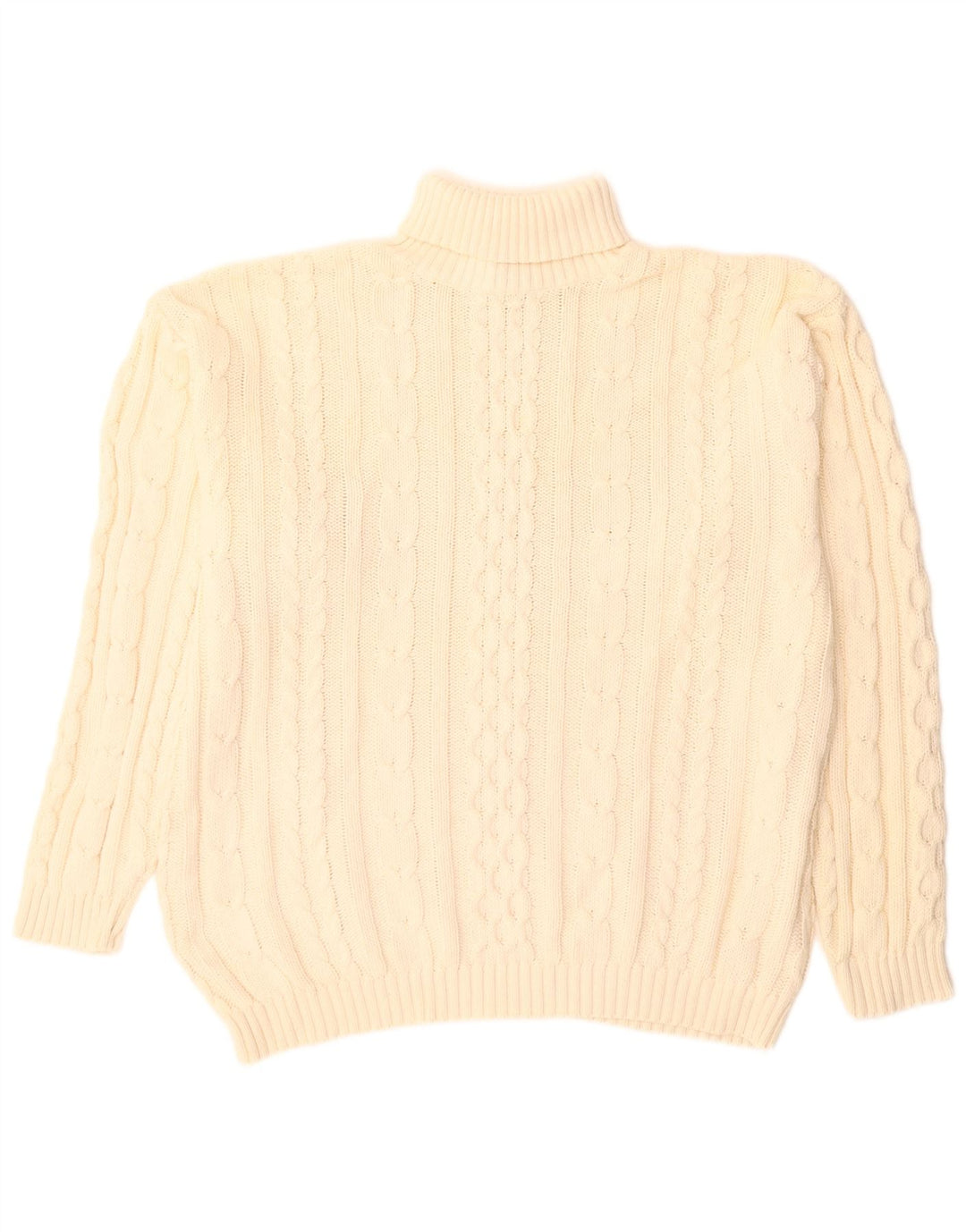 Vintage Mens Roll Neck Jumper Sweater Large Beige