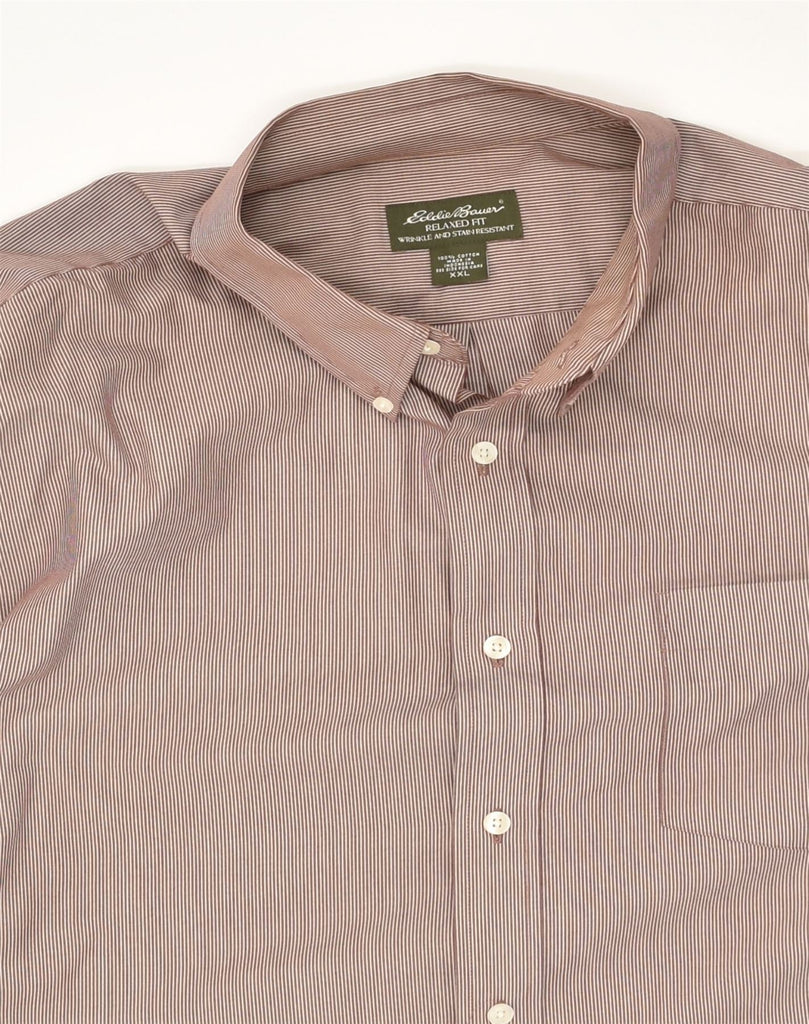 EDDIE BAUER Mens Relaxed Fit Shirt 2XL Brown Striped Cotton | Vintage Eddie Bauer | Thrift | Second-Hand Eddie Bauer | Used Clothing | Messina Hembry 