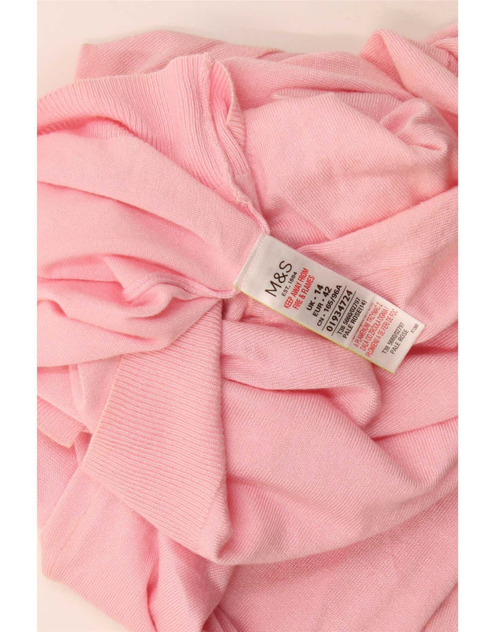 Marks & Spencer Womens Cardigan Sweater UK 14 Large  Pink Viscose