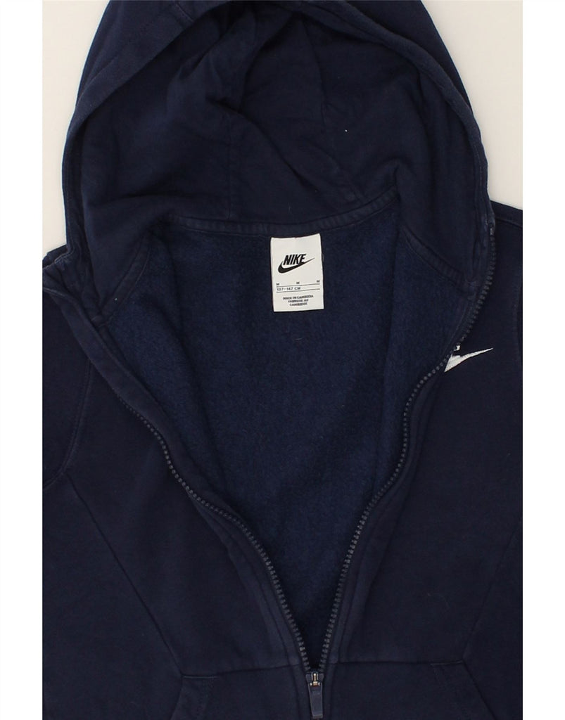 NIKE Boys Graphic Zip Hoodie Sweater 10-11 Years Medium  Navy Blue Cotton | Vintage Nike | Thrift | Second-Hand Nike | Used Clothing | Messina Hembry 