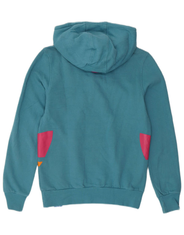 Adidas Womens Graphic Zip Neck Hoodie Jumper IT 44 Medium Blue Cotton