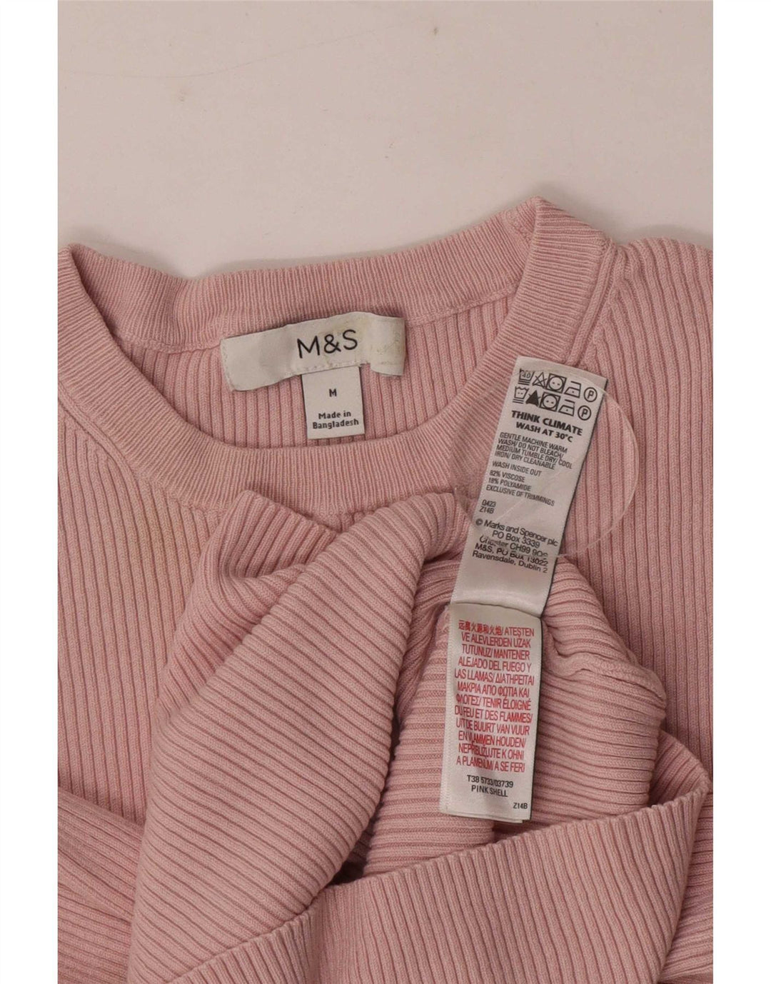 Marks & Spencer Womens T-Shirt Top UK 12 Medium Pink Viscose