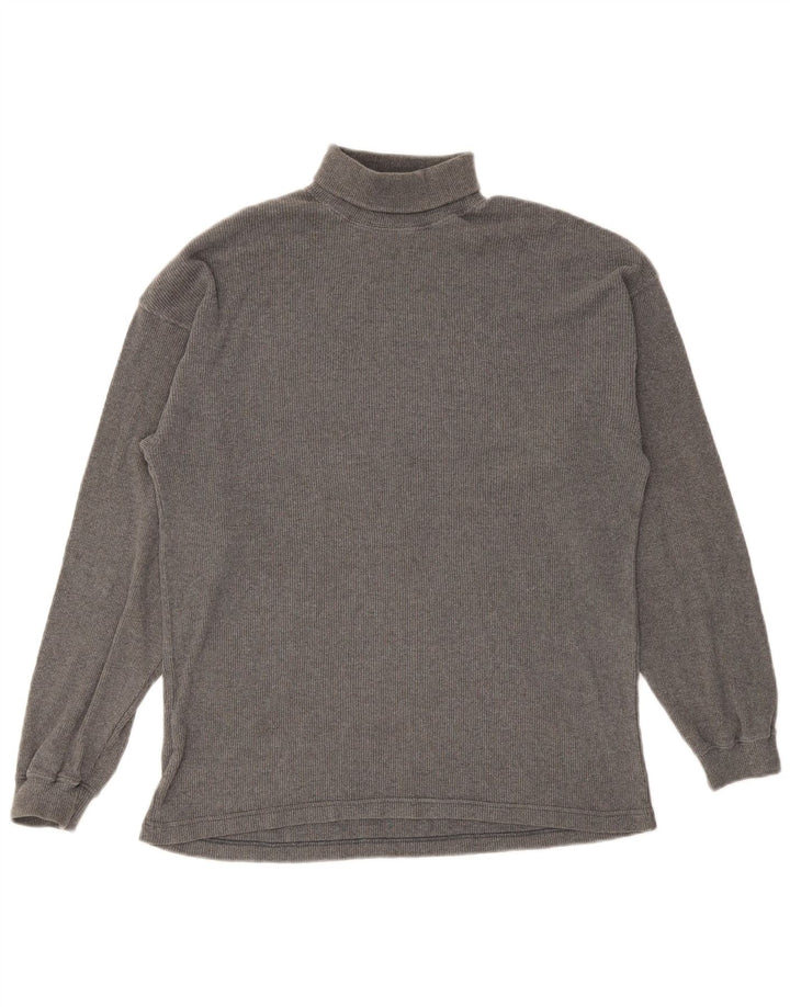 Marks & Spencer Mens Roll Neck Top Long Sleeve Small Grey Cotton