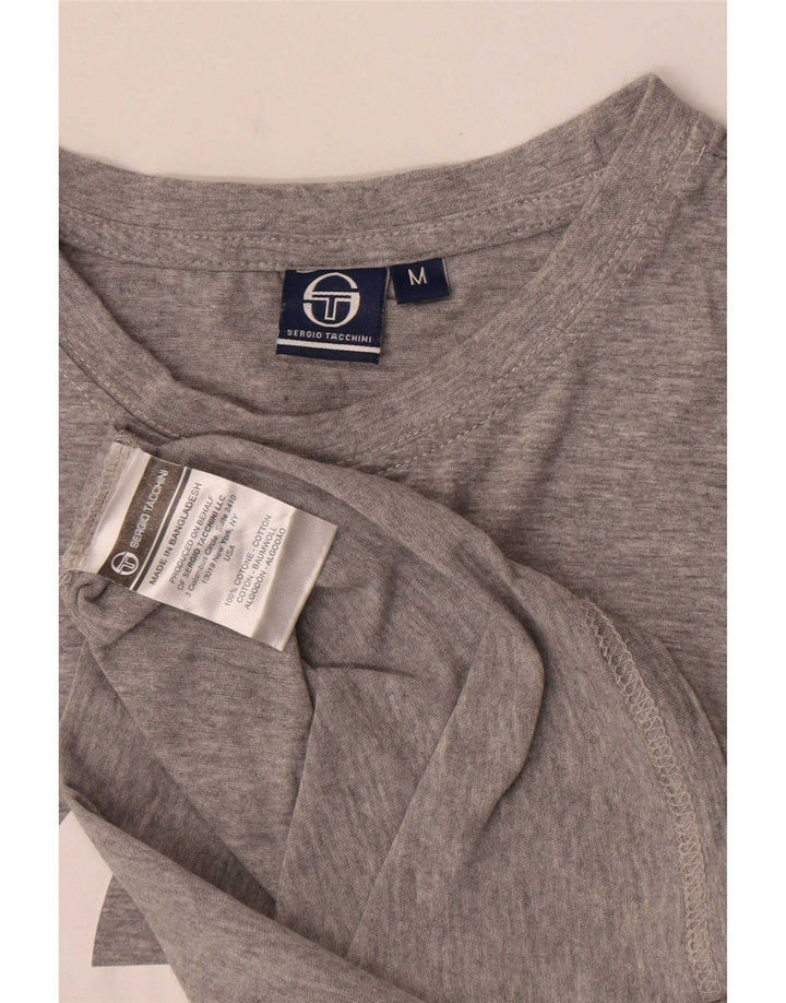 Sergio Tacchini Mens Graphic T-Shirt Top Medium Grey Flecked Cotton