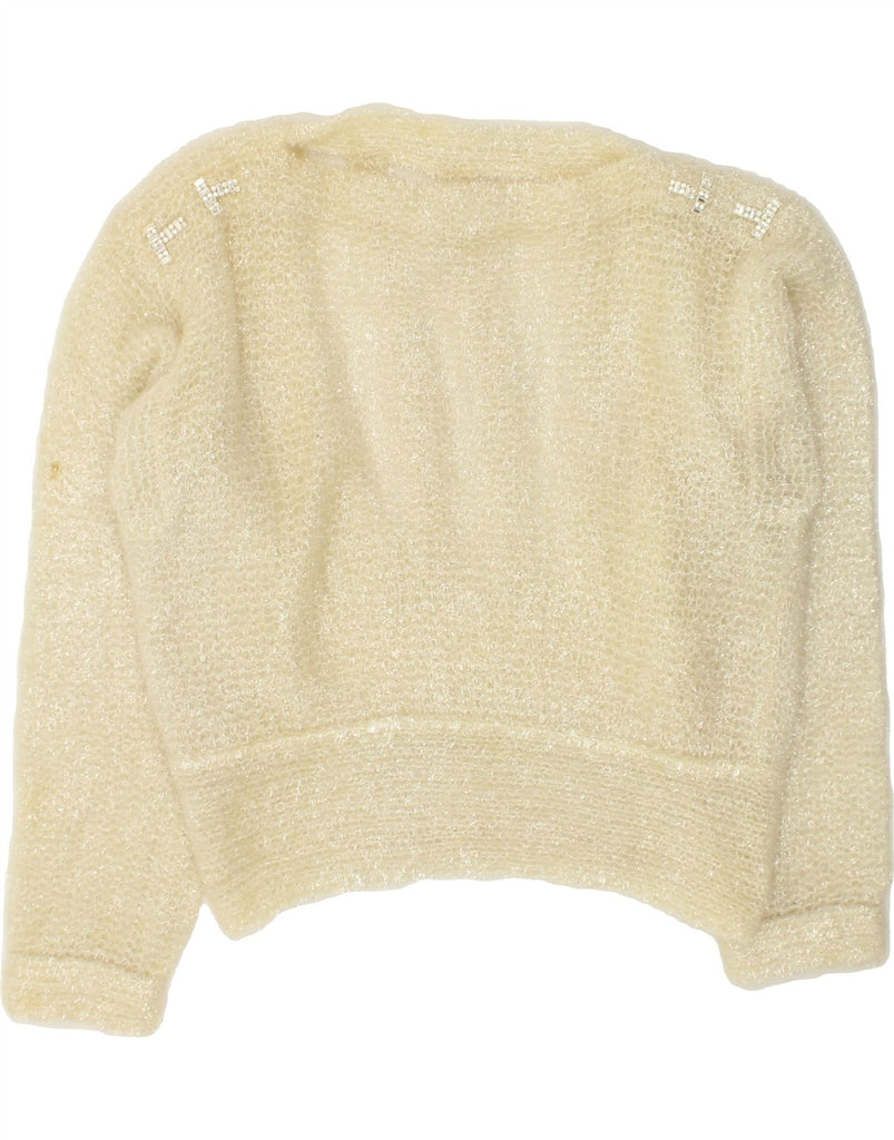 VINTAGE Womens Boat Neck Jumper Sweater UK 12 Medium Beige Flecked | Vintage Vintage | Thrift | Second-Hand Vintage | Used Clothing | Messina Hembry 