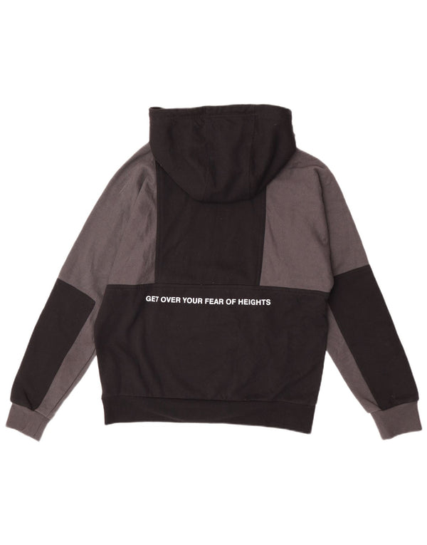 Nike Mens Graphic Hoodie Jumper Small Black Colourblock Cotton