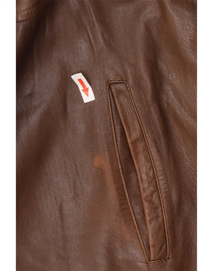 Michel Mens Leather Jacket IT 56 3XL Brown