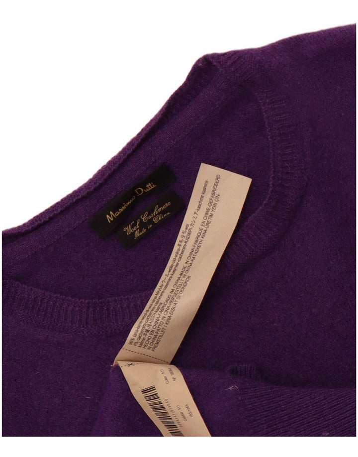 MASSIMO DUTTI Womens Boat Neck Jumper Sweater UK 14 Large Purple Wool