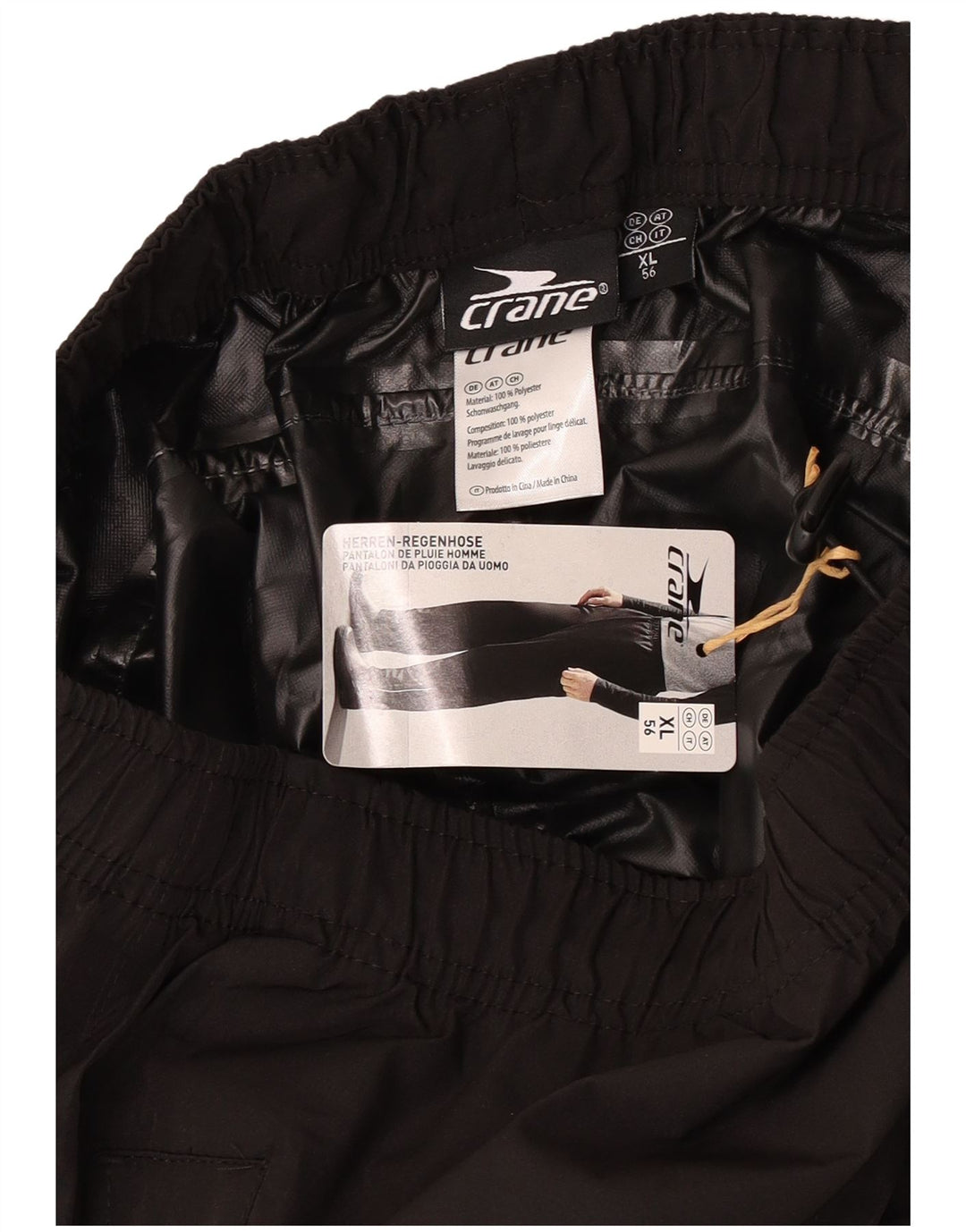 Crane Mens Waterproof Trousers XL  Black Polyester