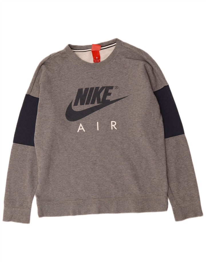 Nike Mens Graphic Sweatshirt Jumper Medium Grey Colourblock Cotton