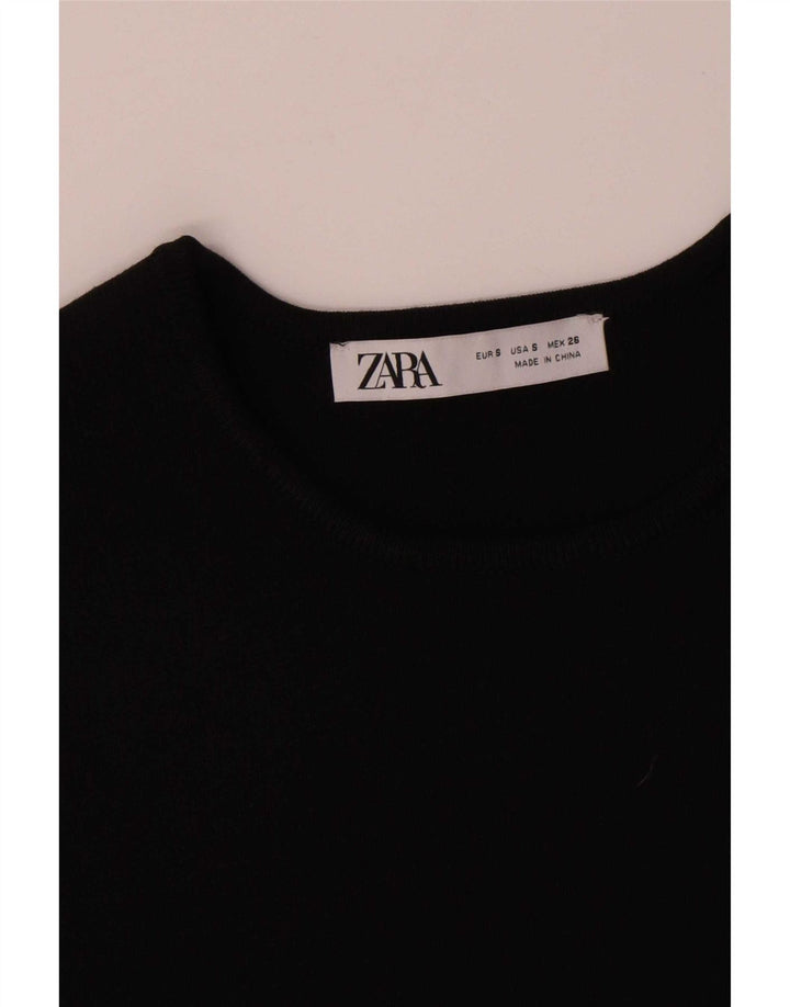 Zara Womens Vest Top UK 10 Small Black Polyester