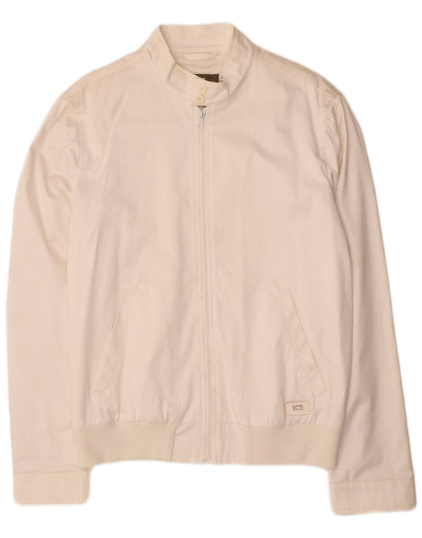ICEBERG Mens Bomber Jacket UK 44 2XL White Cotton