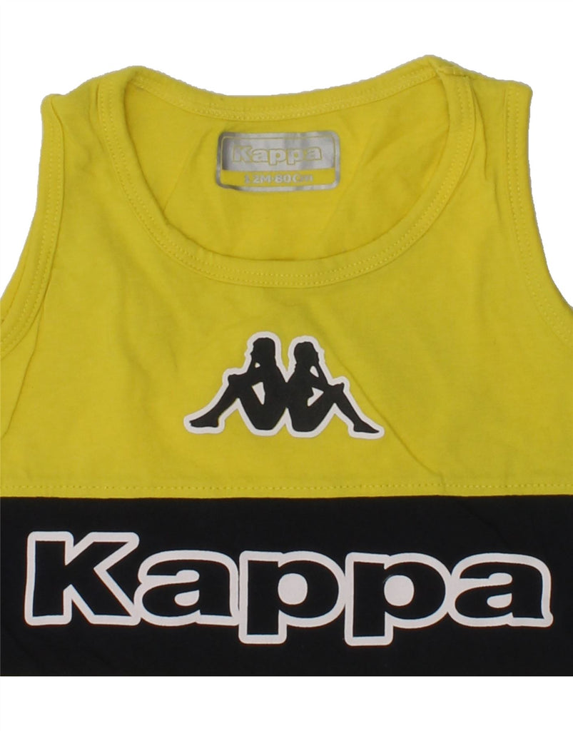 KAPPA Baby Boys Graphic Vest Top 9-12 Months Yellow Colourblock Cotton | Vintage Kappa | Thrift | Second-Hand Kappa | Used Clothing | Messina Hembry 