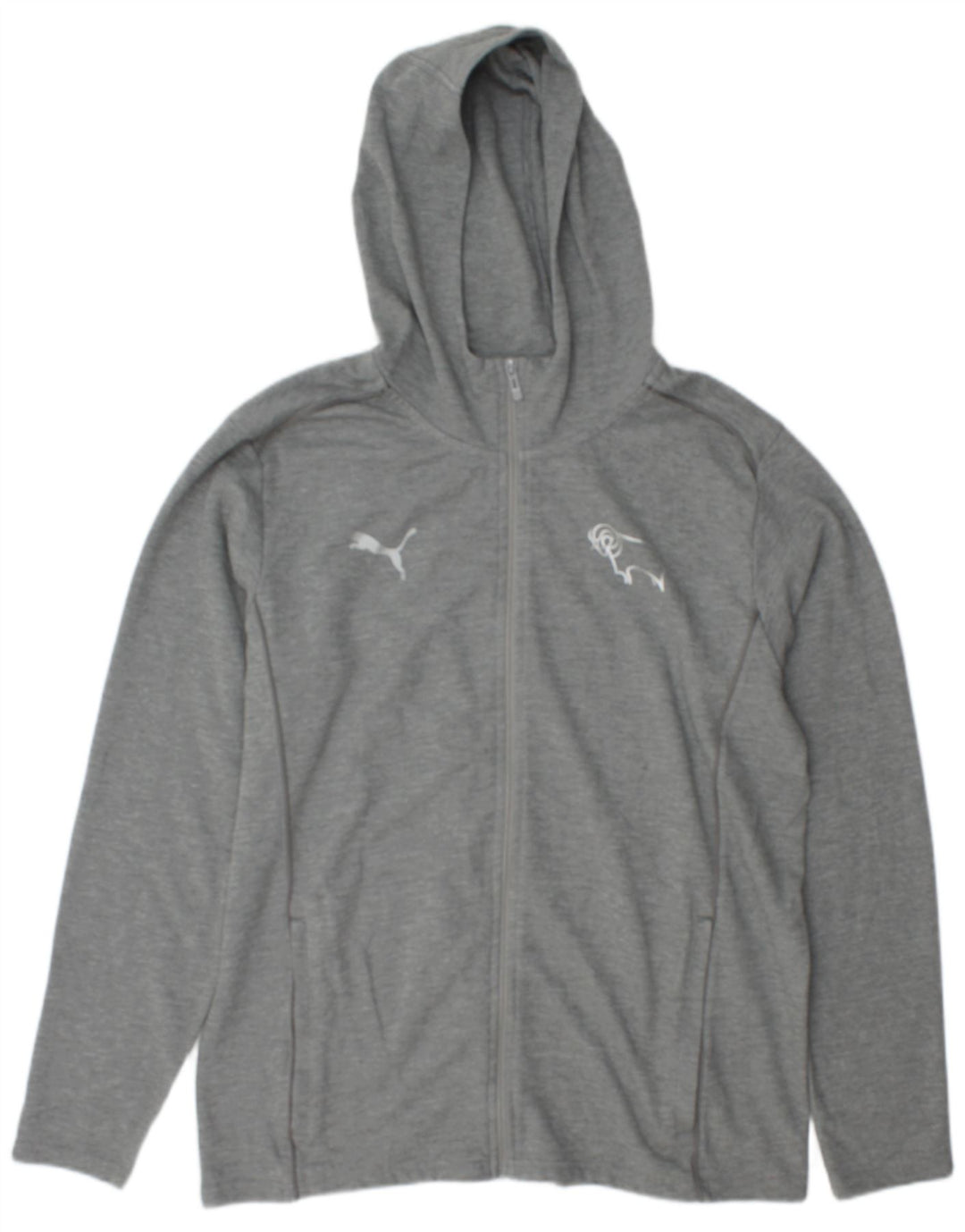Puma Mens Zip Hoodie Sweater Large Grey Flecked