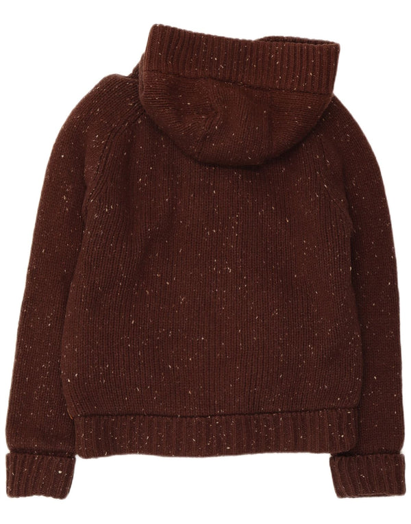 Timberland Mens Hooded Knit Bomber Jacket UK 40 Large Brown Flecked Wool