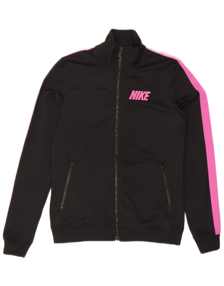 Nike Womens Tracksuit Top Jacket UK 12 Medium Black Colourblock Polyester