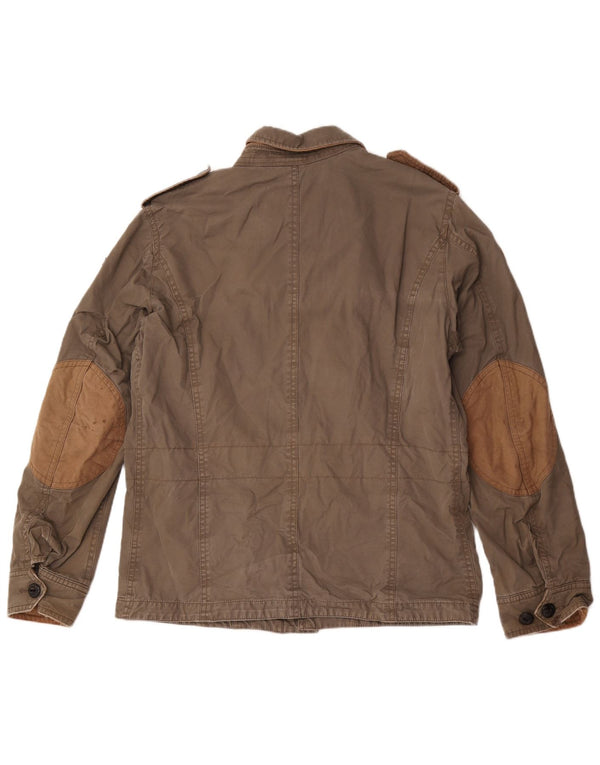 Napapijri Mens Geographic Military Jacket UK 40 Large Grey Cotton