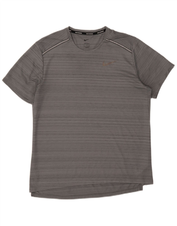 Nike Mens Dri Fit T-Shirt Top Large Grey Polyester