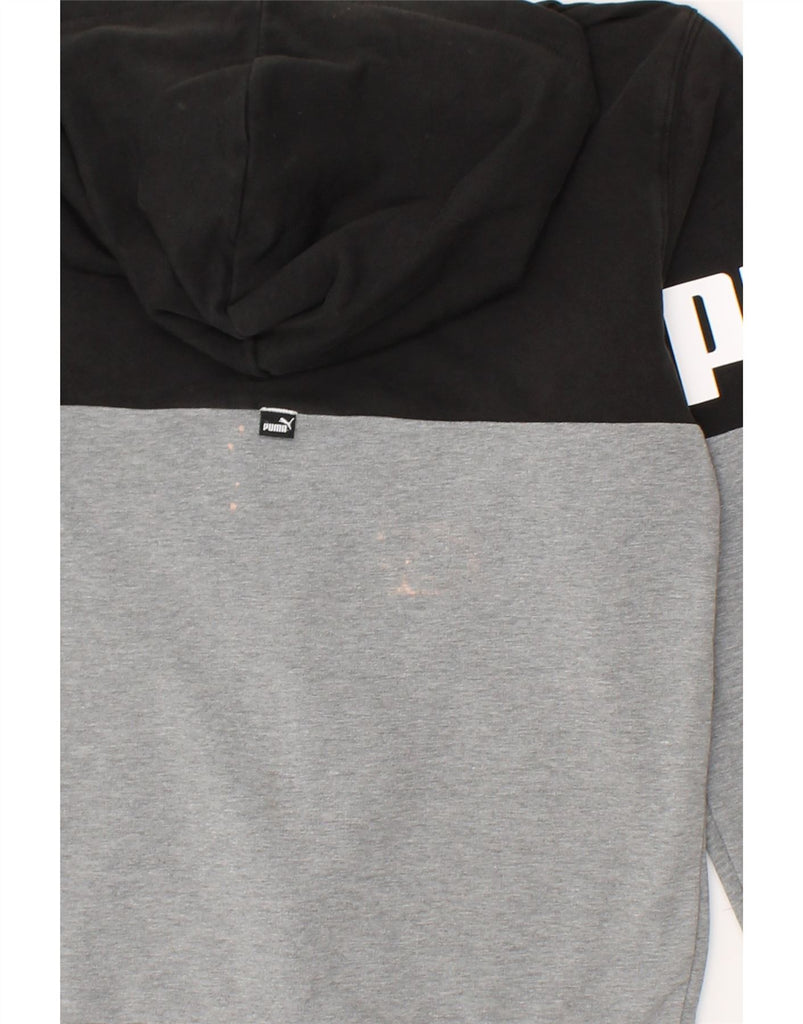 PUMA Boys Graphic Zip Hoodie Sweater 11-12 Years Grey Colourblock Cotton Vintage Puma and Second-Hand Puma from Messina Hembry 