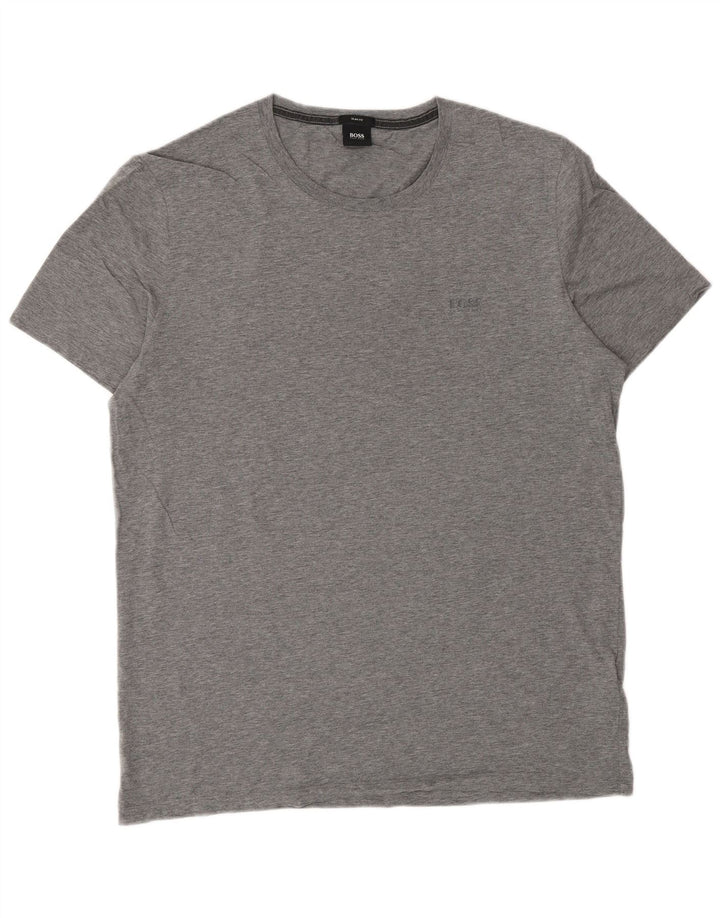 Hugo Boss Mens T-Shirt Top 2XL Grey Flecked Cotton