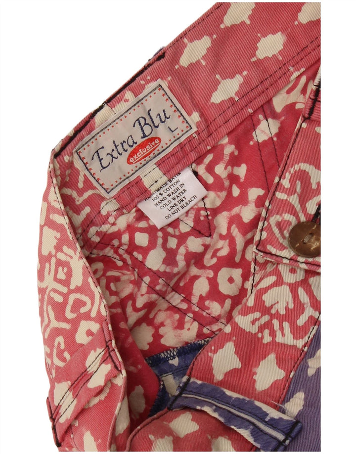 Vintage Womens Abstract Pattern Denim Pencil Skirt Large W28  Blue Cotton