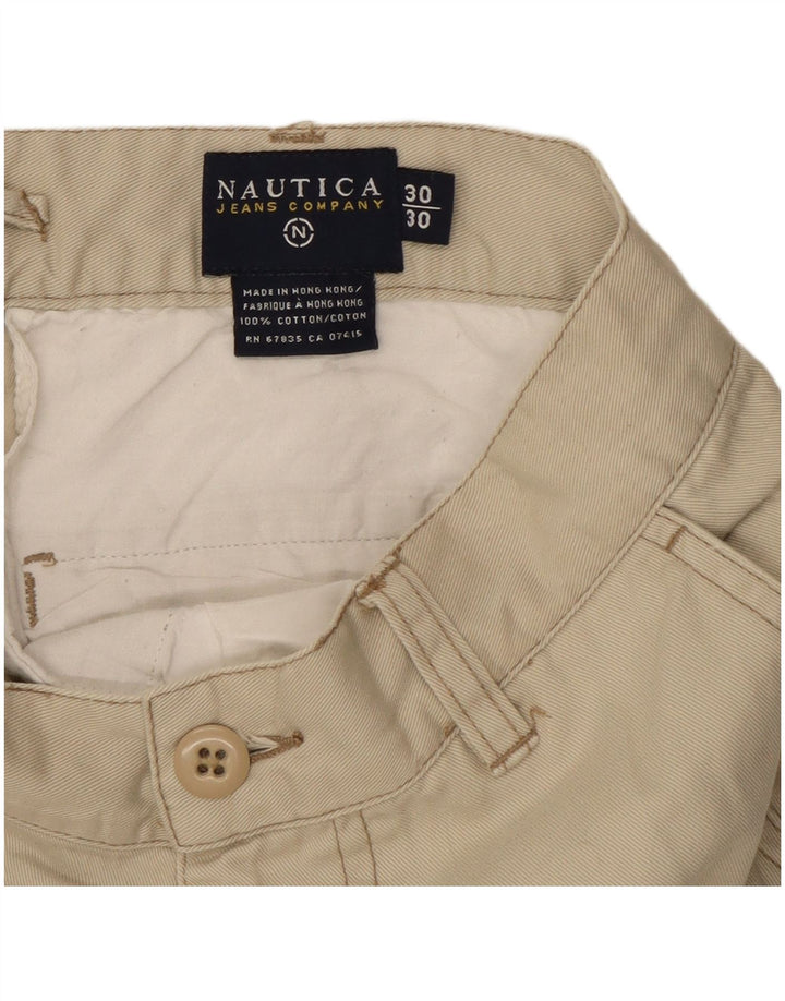 Nautica Mens Straight Cargo Trousers W30 L27 Beige Cotton