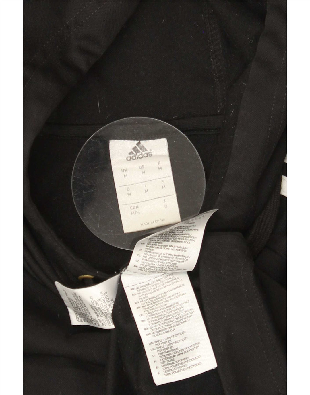 Adidas Mens Hoodie Jumper Medium Black Colourblock Polyester