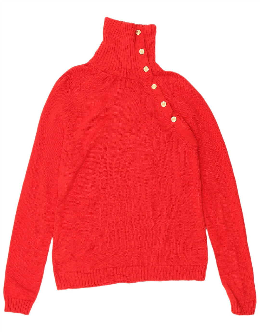 RALPH LAUREN Womens Button Neck Jumper Sweater UK 10 Small Red Cotton