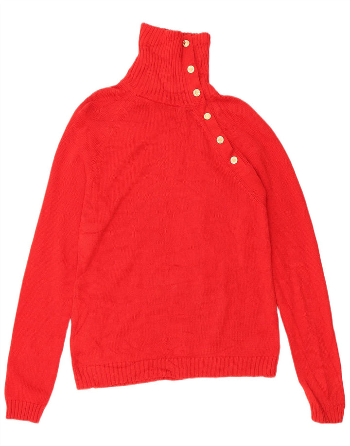RALPH LAUREN Womens Button Neck Jumper Sweater UK 10 Small Red Cotton