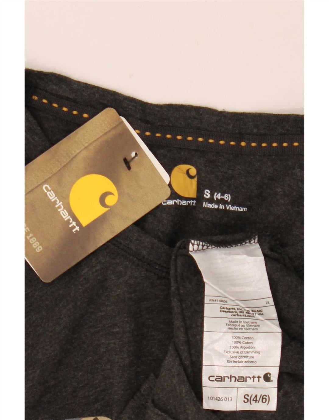 Carhartt Womens Graphic Top Long Sleeve US 4/6 Small Grey Cotton