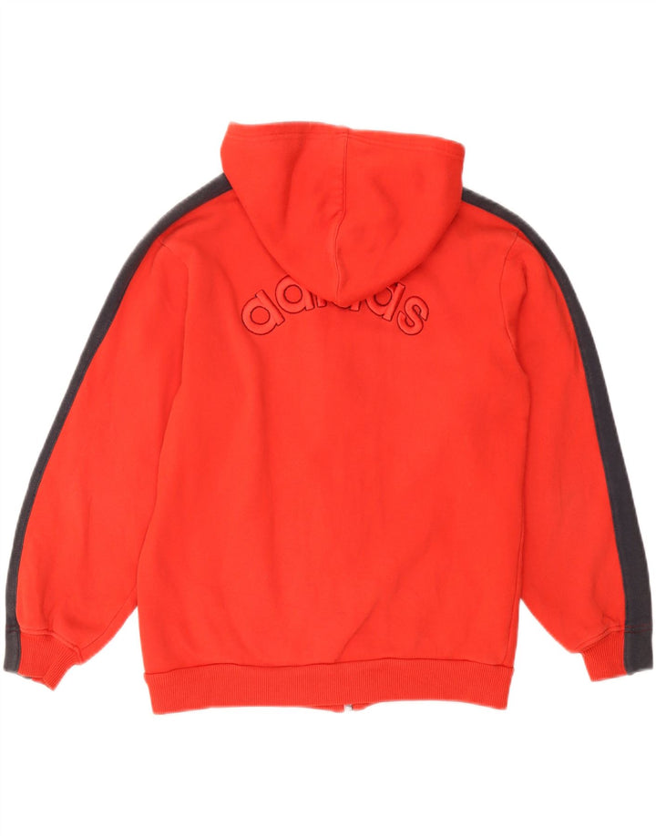 ADIDAS Boys Graphic Zip Hoodie Sweater 11-12 Years Red Colourblock Cotton