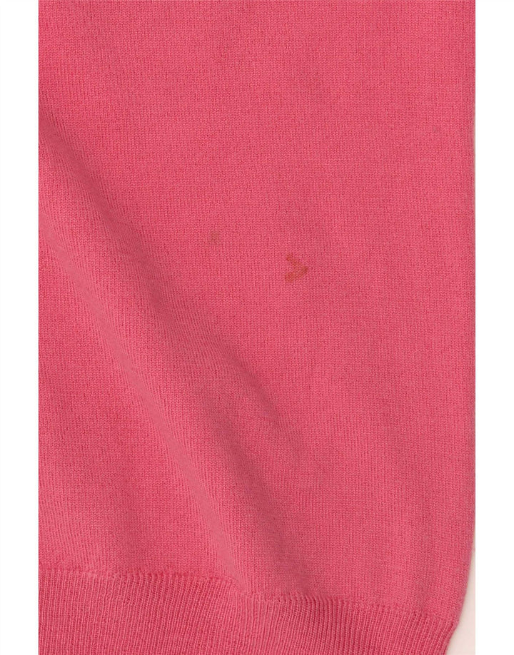 Fred Perry Womens V-Neck Jumper Sweater UK 12 Medium Pink