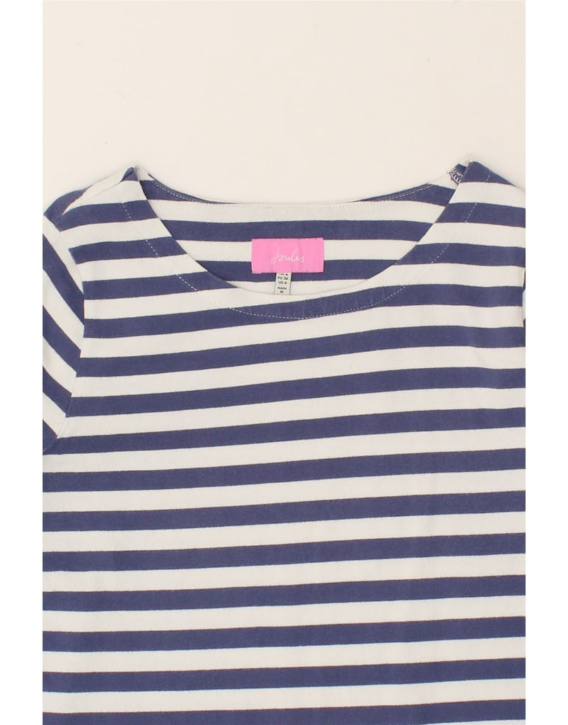 JOULES Womens 3/4 Sleeve T-Shirt Dress UK 8 Small Navy Blue Striped Cotton | Vintage Joules | Thrift | Second-Hand Joules | Used Clothing | Messina Hembry 