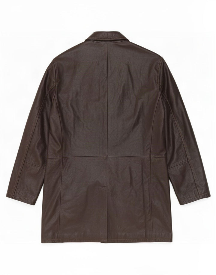 Conbipel Mens Leather Coat IT 52 Large Brown