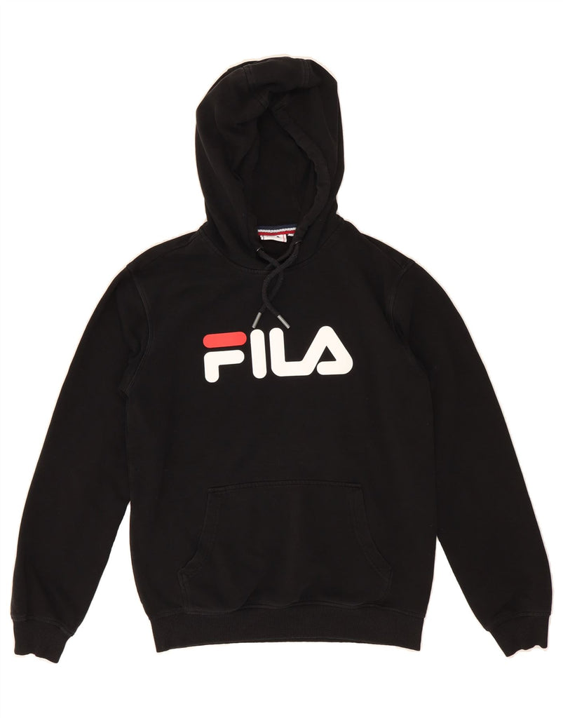 FILA Mens Graphic Hoodie Jumper XS Black Cotton Vintage Fila and Second-Hand Fila from Messina Hembry 