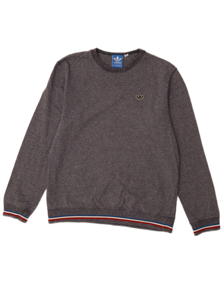 ADIDAS Mens Sweatshirt Jumper Medium Navy Blue Flecked Cotton